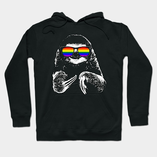 Pride Sloth LGBTQ Rainbow Flag Sunglasses Hoodie by wheedesign